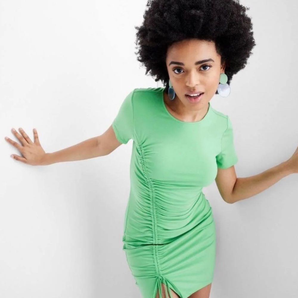 Future Collective Short Sleeve Shirred Knit Mini Bodycon Dress